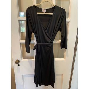 Solid Black Lularoe Michelle Wrap Dress Size Medium